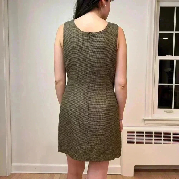 Gap houndstooth mini dress rayon 90s Abercrombie Ralph size 6/M vintage brown - Picture 4 of 8